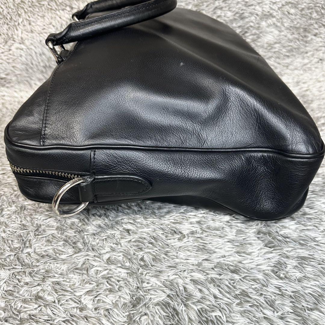 【美品 A4可】コーチ ブリーフケース 2way レザー シボ革 ビジネス 黒 コーチ ブリーフケース ビジネスバッグ レザー 黒 2way A4可