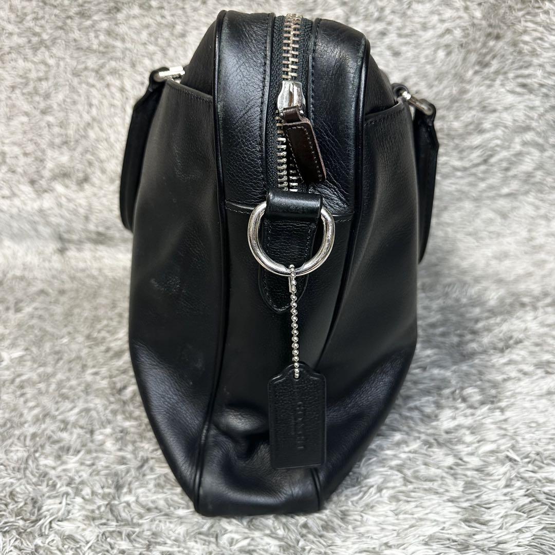 【美品 A4可】コーチ ブリーフケース 2way レザー シボ革 ビジネス 黒 コーチ ブリーフケース ビジネスバッグ レザー 黒 2way A4可