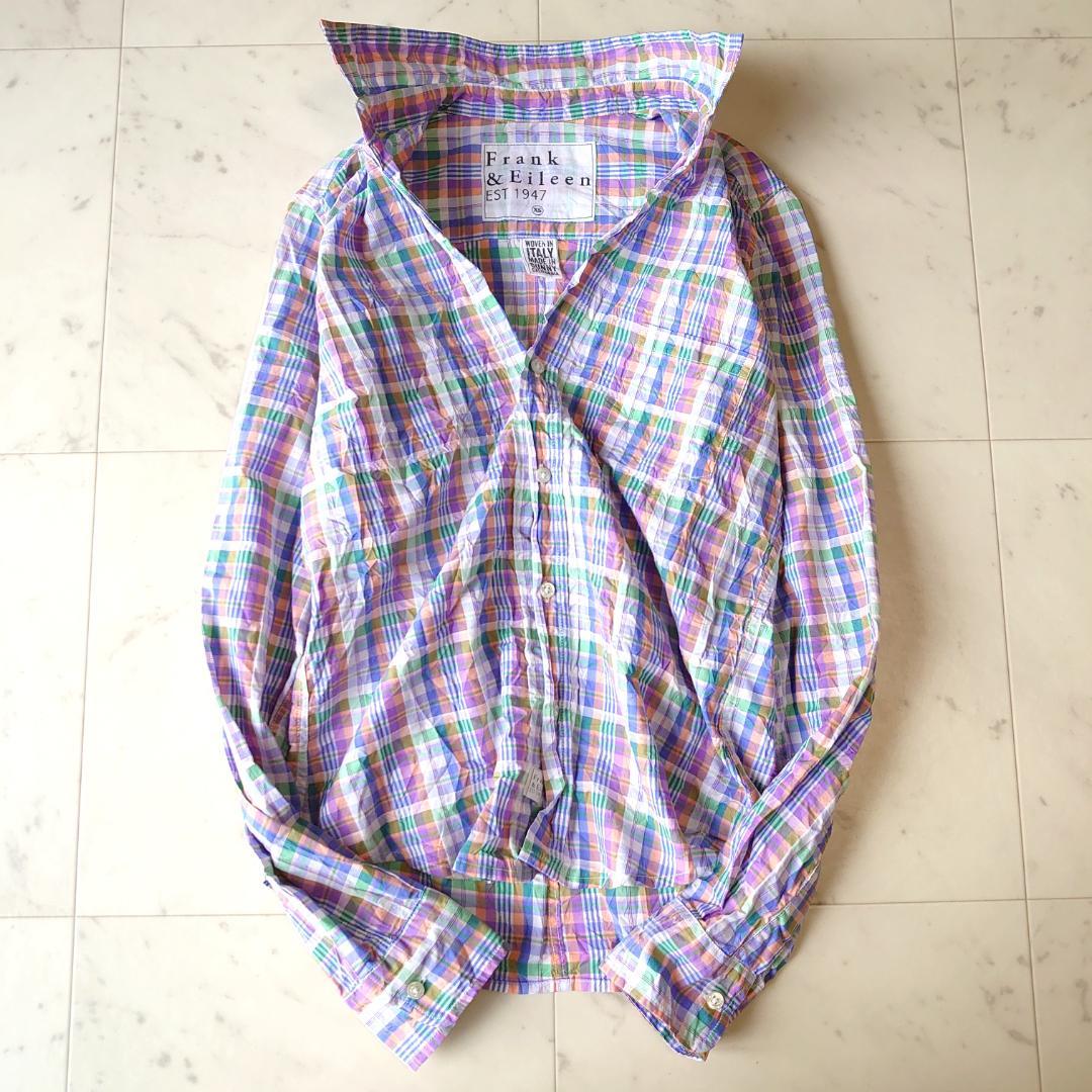 フランクアンドアイリーン バリー チェック シワ加工 スキッパー 長袖 シャツ