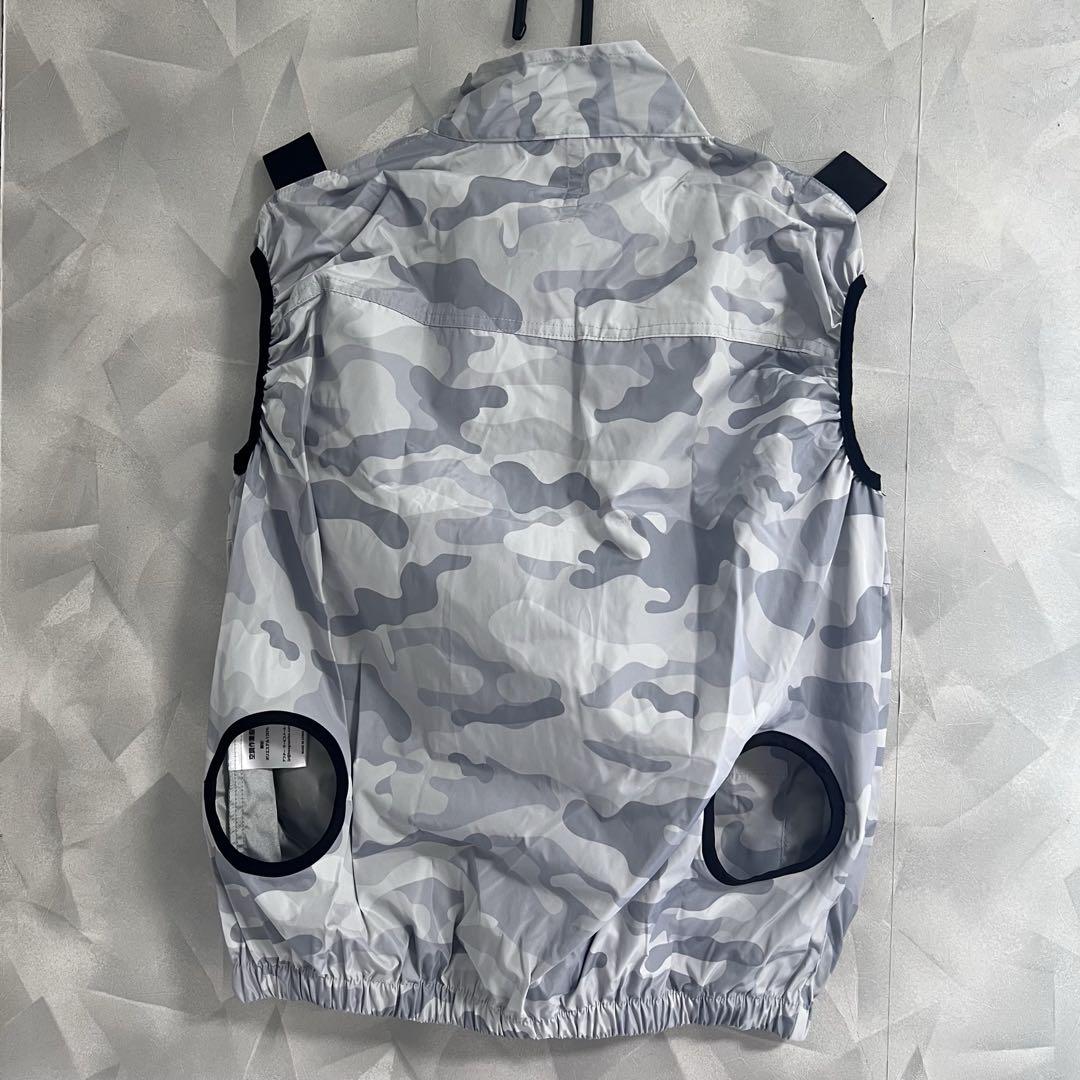 【グレー迷彩柄】 空調ベスト 空調作業服 XL PSE認証 新品 フルセット
