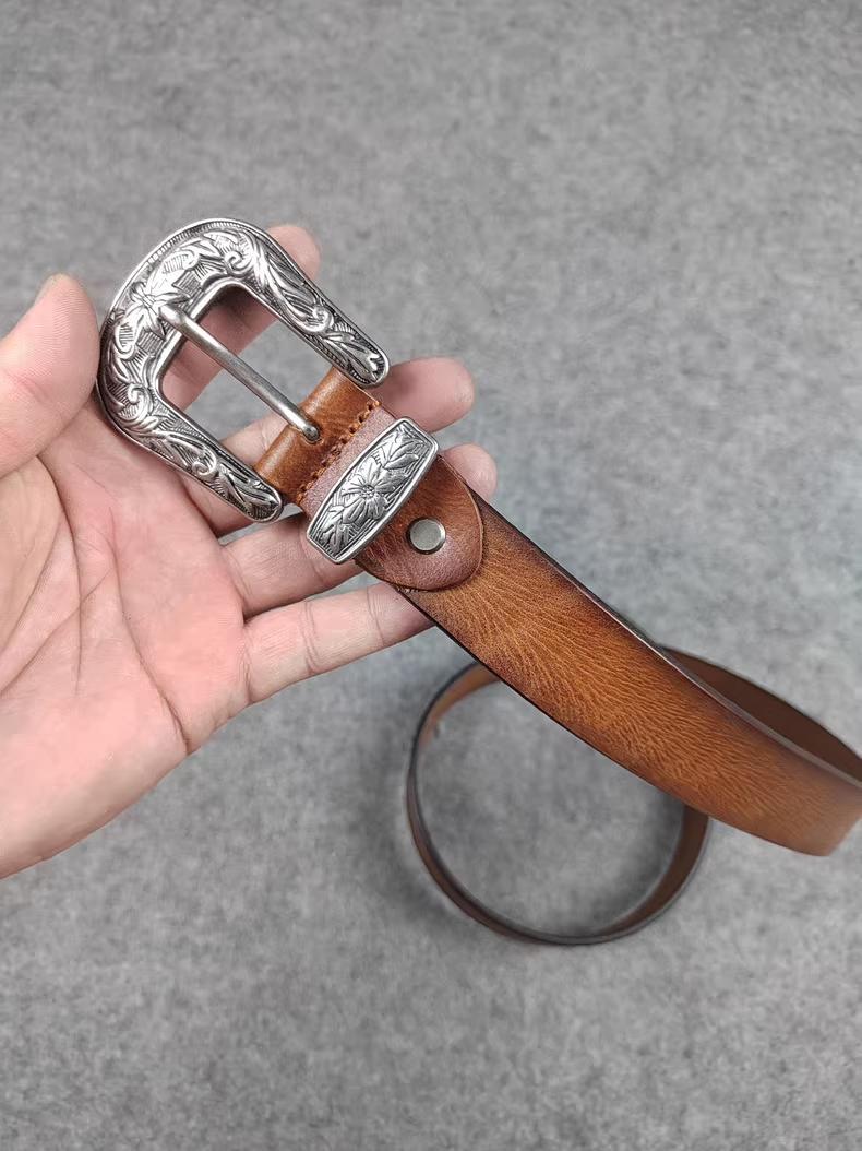 RRL Double RL Distressed Studded Leather Western Belt Size