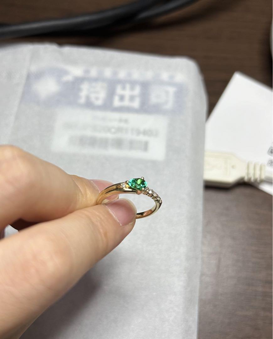 ゴールド エメラルド ダイアモンド リング