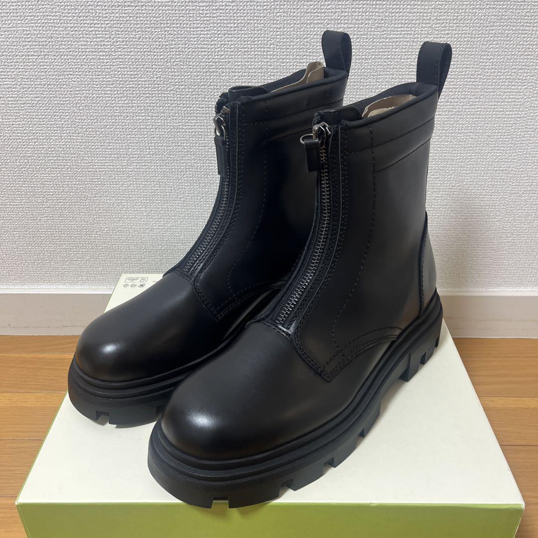 【超美品】ZARA フロントジップ チャンキーソールブーツ 29.5cm レザー