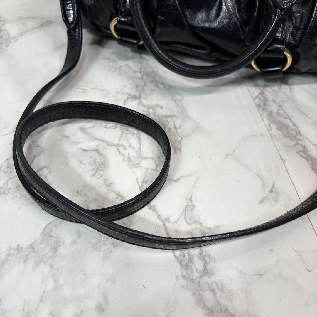 バッグ miu miu vitello lux 2way hand bag black