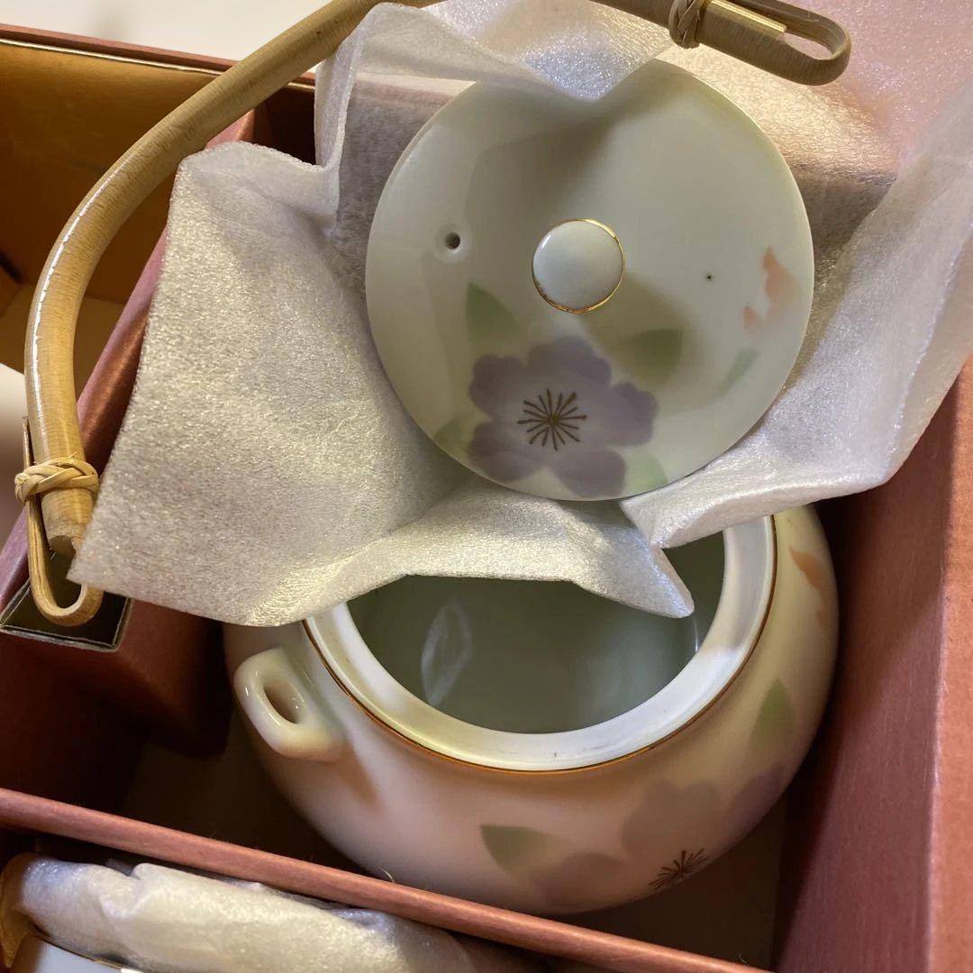 新品　未使用　有田　花だより　ルリ　汲み出し揃い5客セット　急須　湯呑み