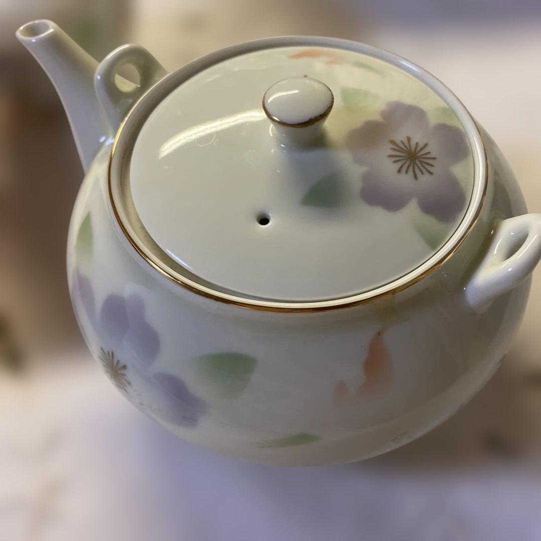 新品　未使用　有田　花だより　ルリ　汲み出し揃い5客セット　急須　湯呑み