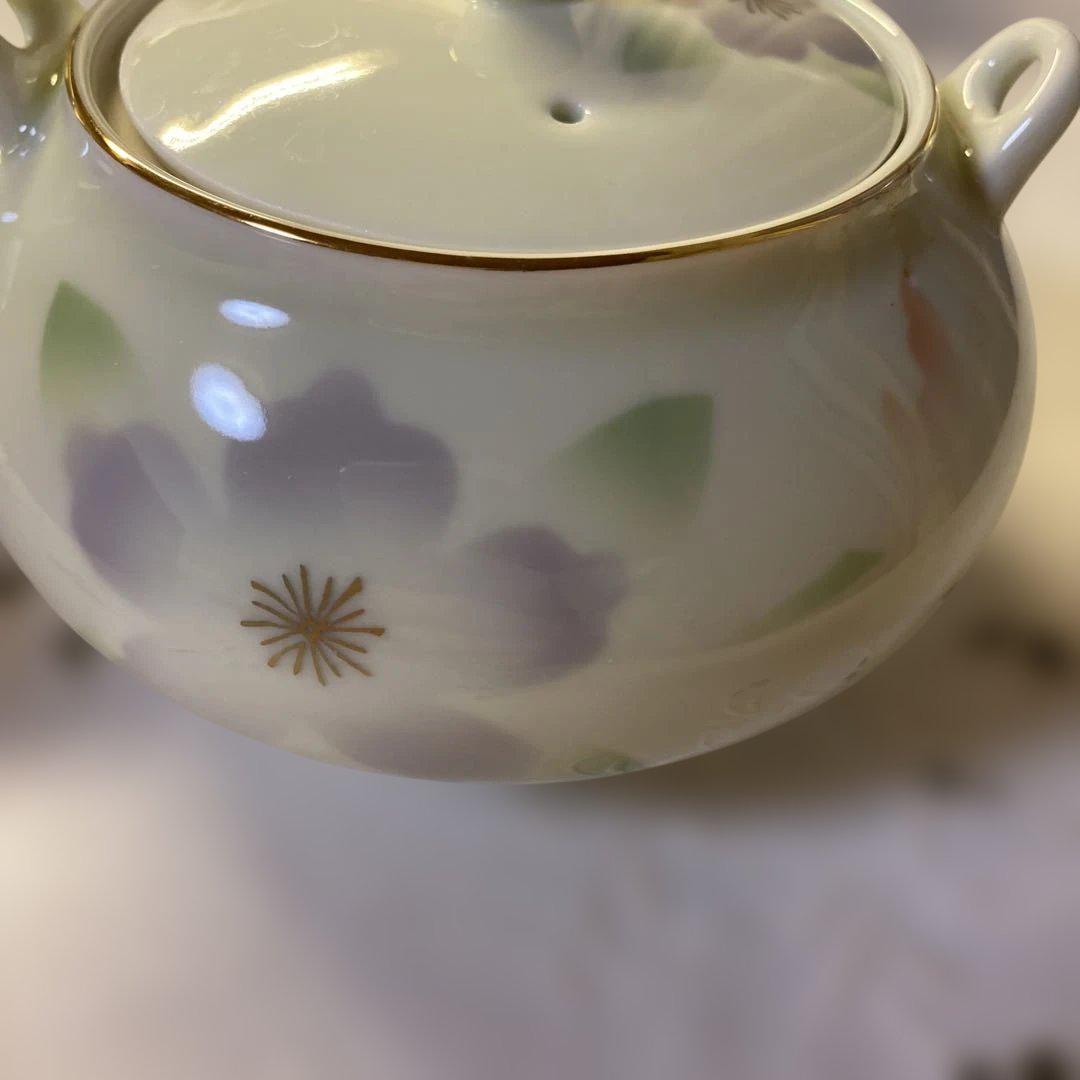 新品　未使用　有田　花だより　ルリ　汲み出し揃い5客セット　急須　湯呑み