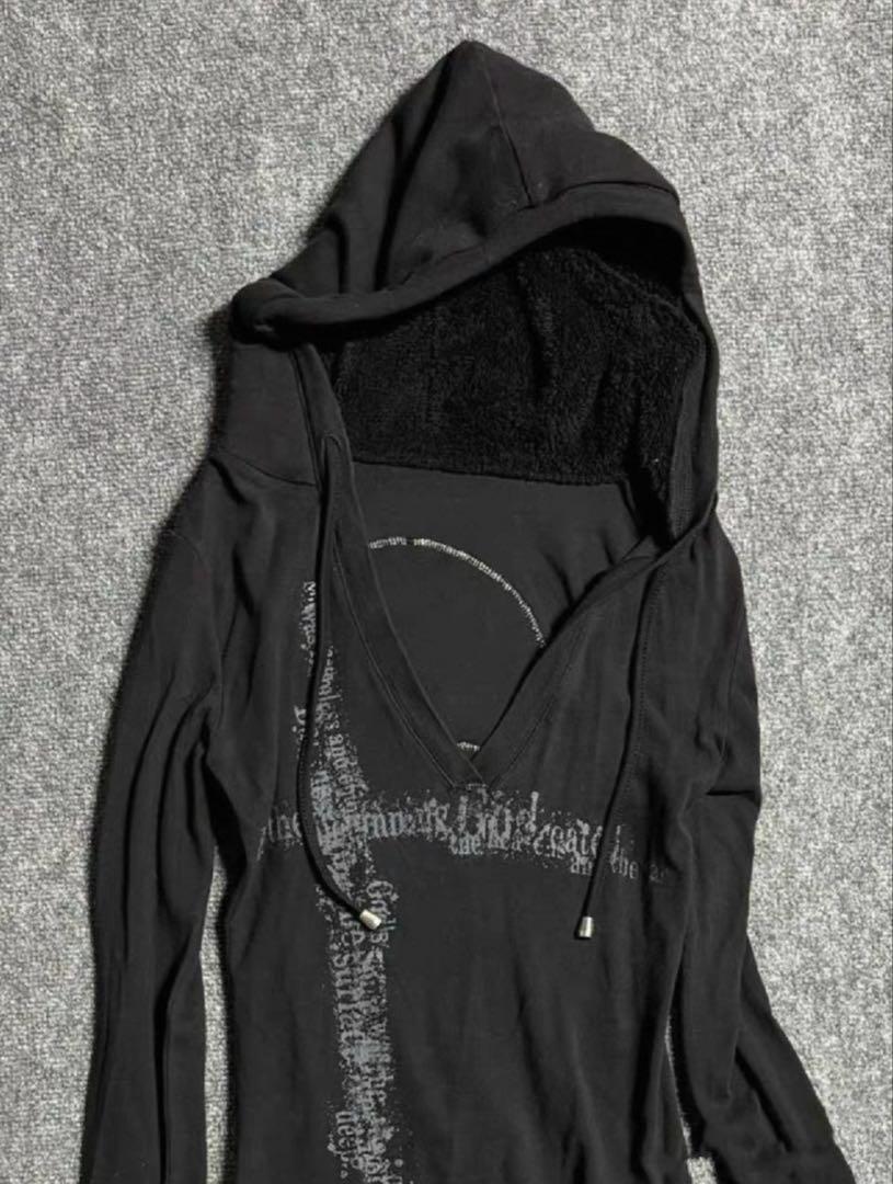 Y2K archive cut off skull hoodie フーディー