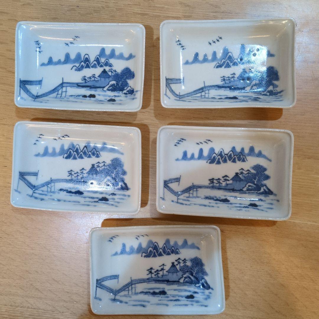 明治時代の長方形皿 13センチ×9センチ 5枚セット 傷や欠けありません目立った傷や汚れなし