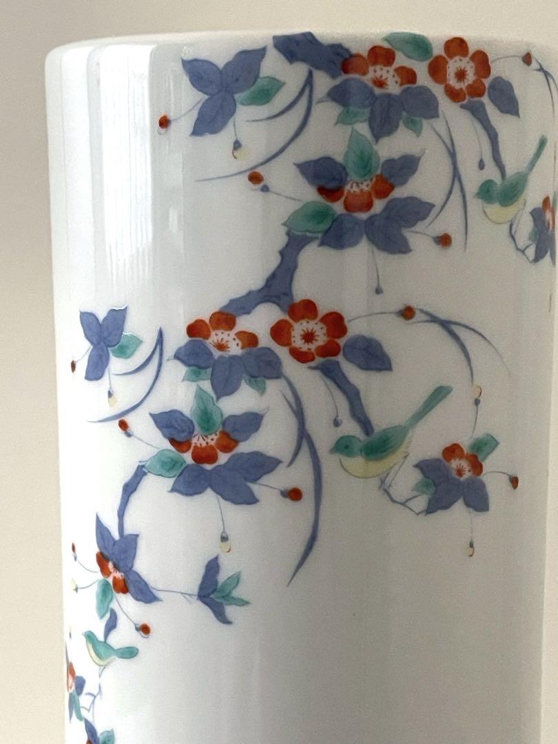前畑陶器　美濃焼　庫山造　花器＊花瓶＊共箱入り　アンティーク 前畑陶器】美濃焼＊庫山造＊花器＊花瓶＊共箱入り＊花鳥