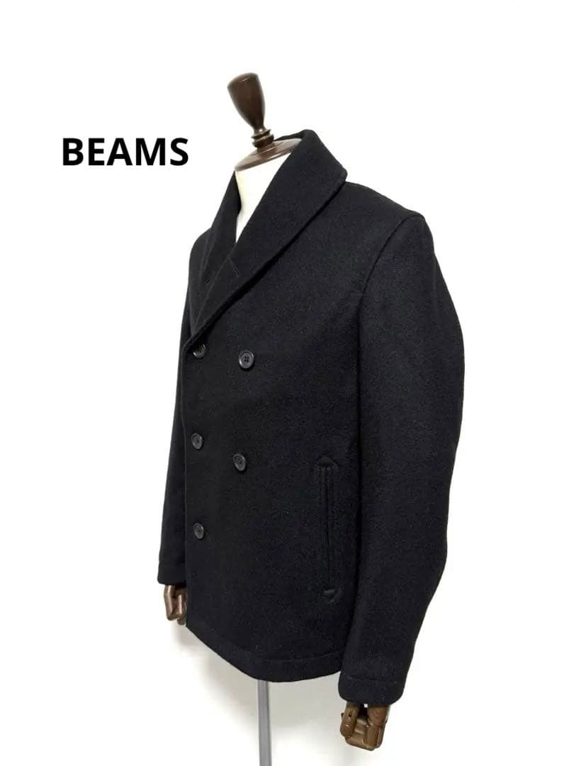 BEAMS ピーコート 本物ウール 上質 ブラック メンズ M 美品 ほぼ未使用