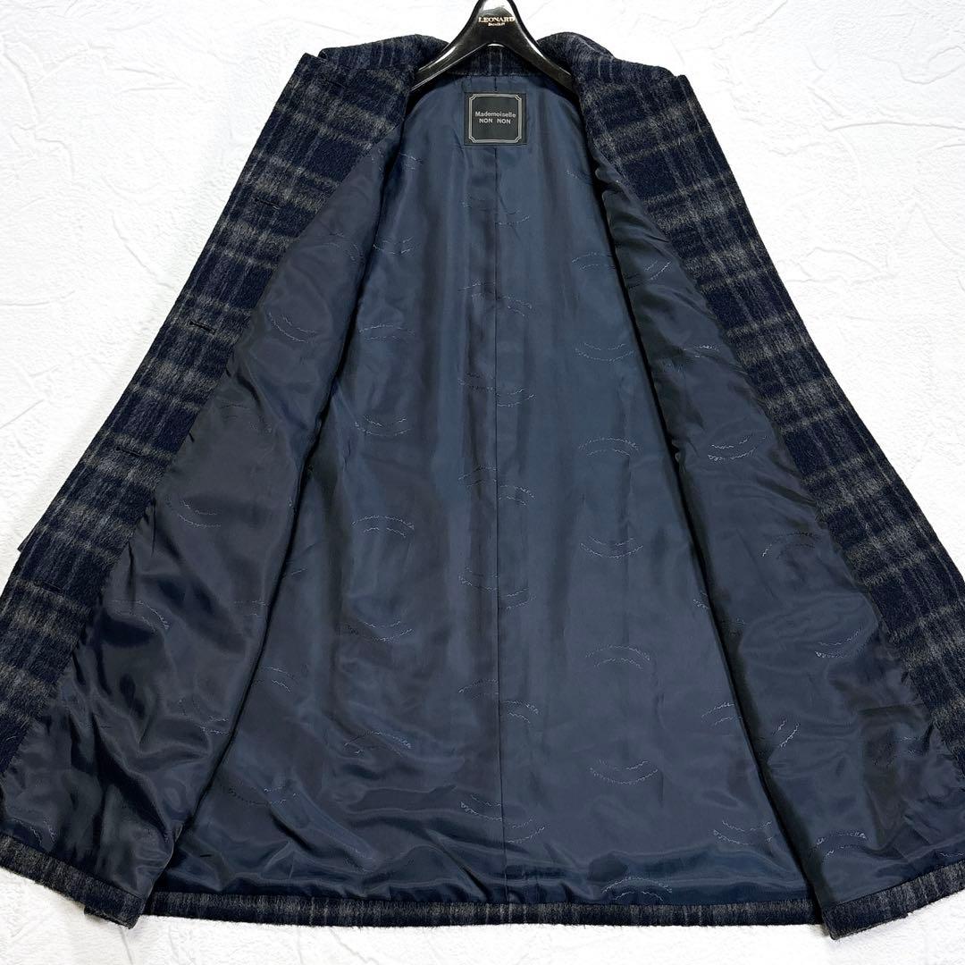 ✨美品✨2023年 マドモアゼルノンノン アルパカモへヤ混シャギーチェックコート ✨美品✨2023年 マドモアゼルノンノン アルパカモへヤ混シャギーチェックコート