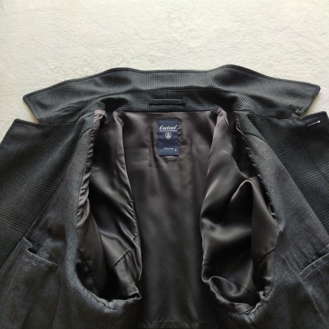美品 ORCIVAL グレンチェック柄 ステンカラーコート ロングコート