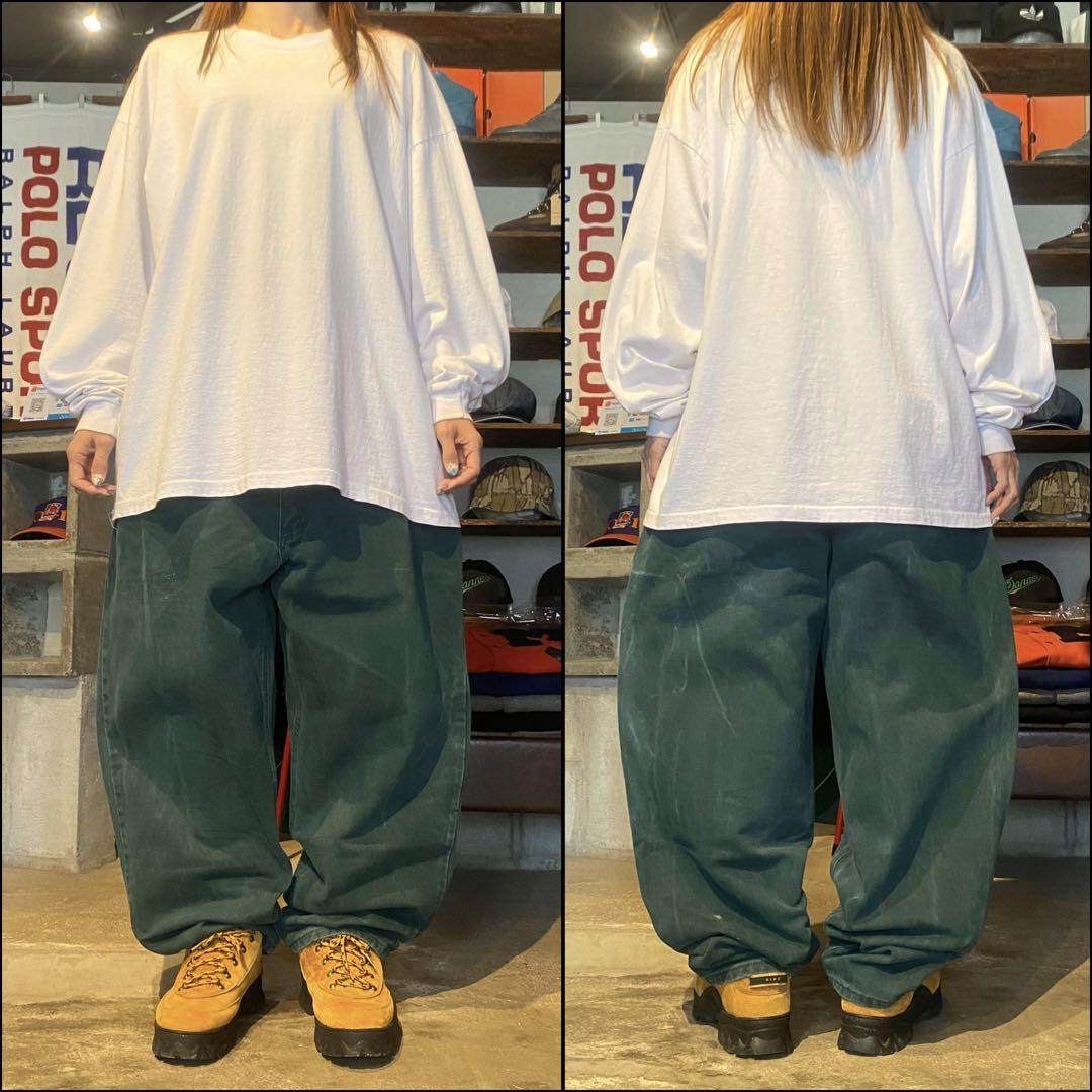 USA製 44インチ 00's/2001 Carhartt カーハート デニム緑 画像2