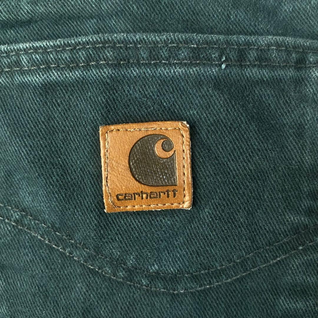 USA製 44インチ 00's/2001 Carhartt カーハート デニム緑 画像5
