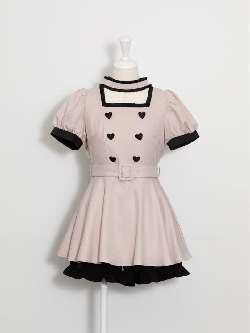 ピウム pium チョーカーフリルハートボタンセットアップ