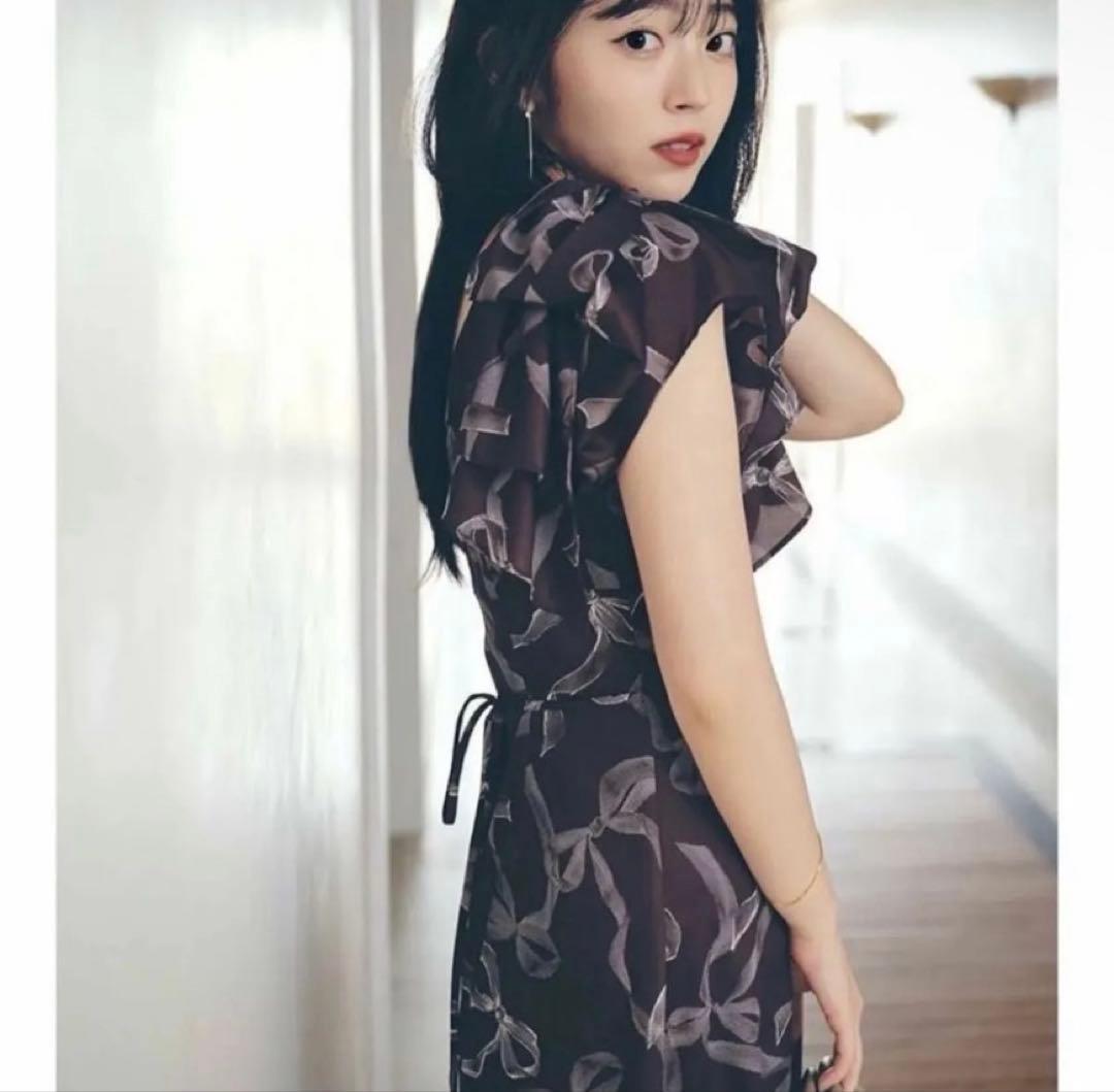 SNIDEL スナイデル リボンスリーブデザインワンピース BRW