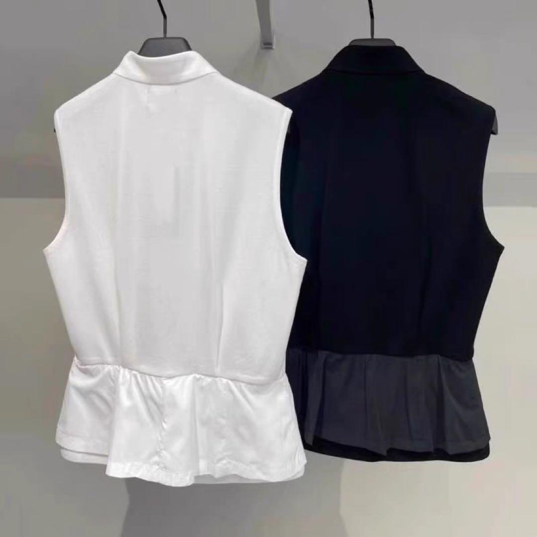 新品！PX G ゴルフ　ペップラムベスト【黒Ｓ】⚫︎ノースリーブジャケット