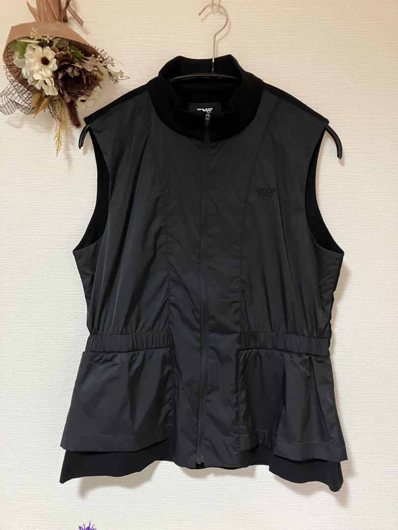 新品！PX G ゴルフ　ペップラムベスト【黒Ｓ】⚫︎ノースリーブジャケット