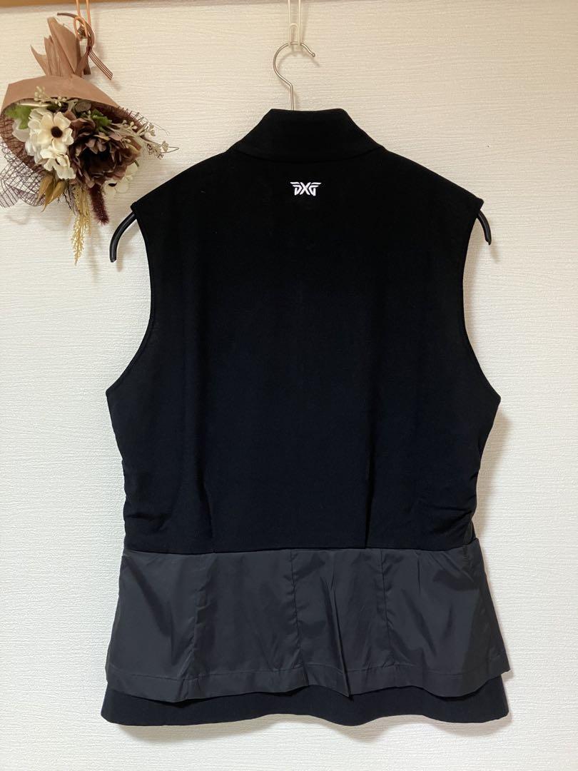 新品！PX G ゴルフ　ペップラムベスト【黒Ｓ】⚫︎ノースリーブジャケット