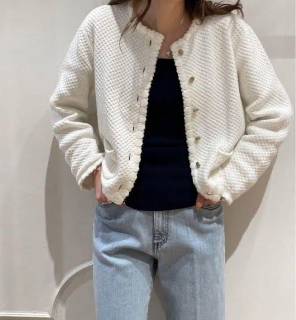 iena 柄編みコンパクトニットジャケット IENA 柄編みコンパクトニットジャケットΩ
