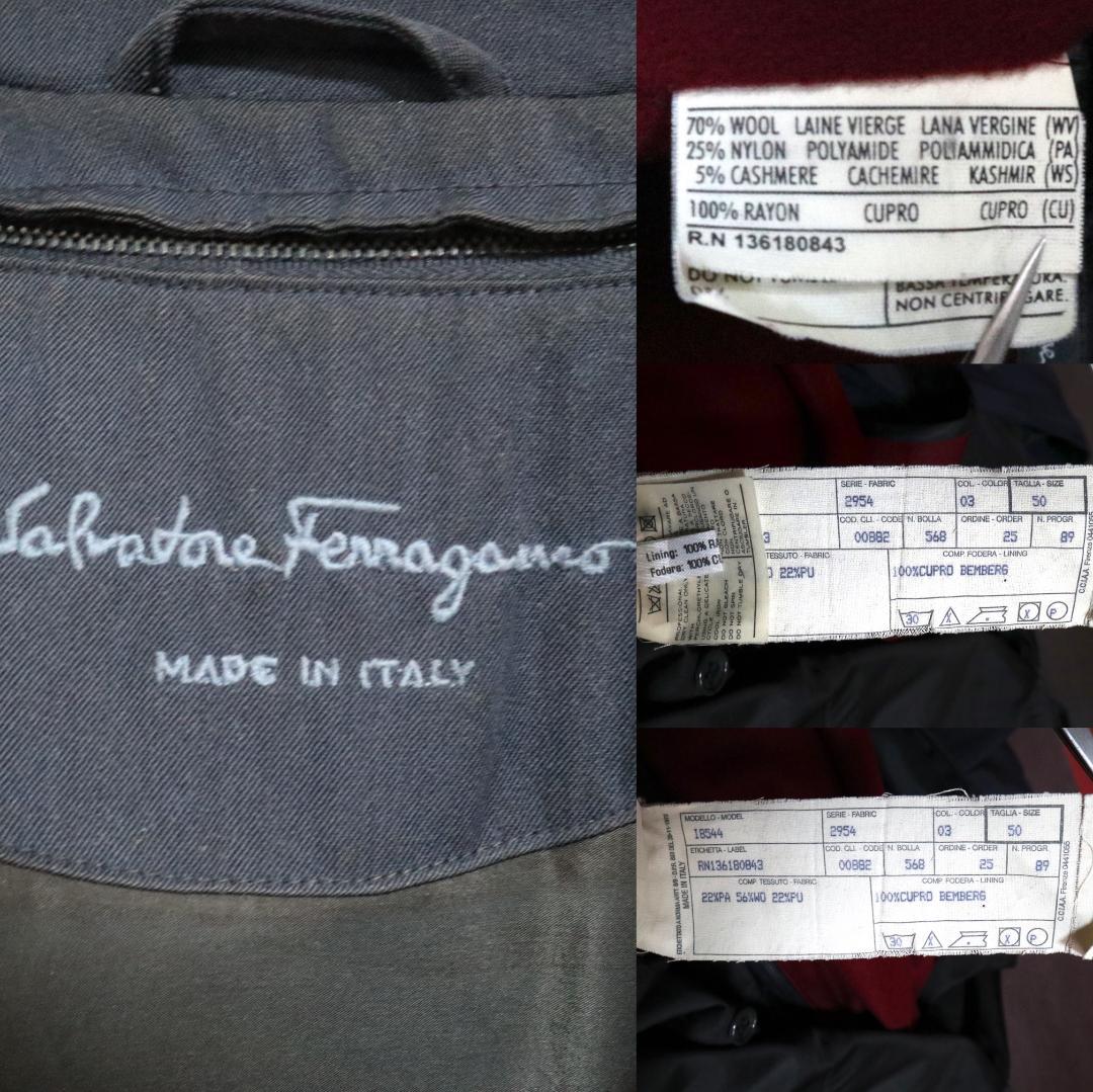 【スペシャル】Ferragamo メタルロゴ 上質カシミヤ混 ライナー付きコート