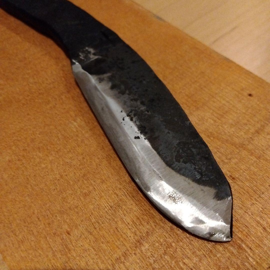 鍛造　鉄　ナイフ　ナタ　作家物　剣鉈　革シース付き　サバイバル　一点物