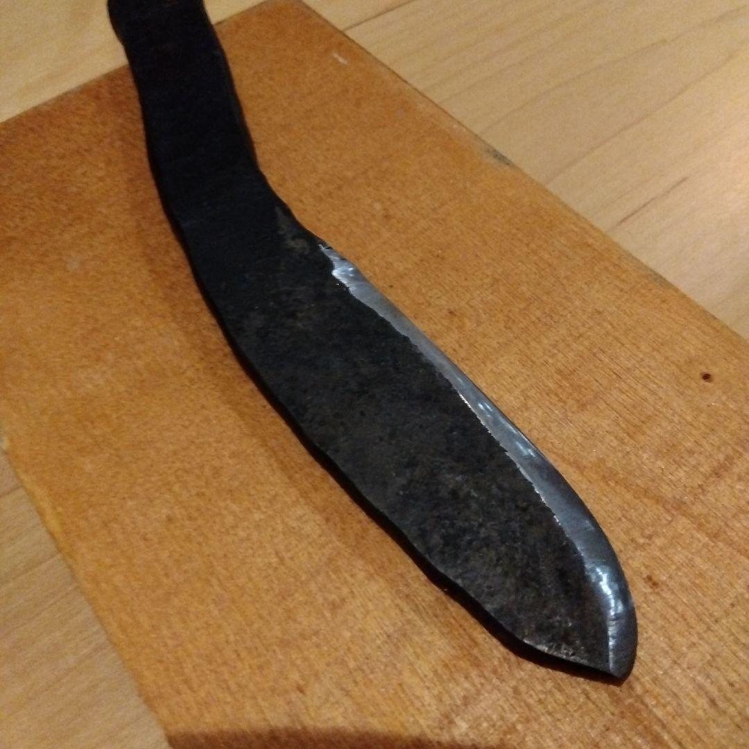 鍛造　鉄　ナイフ　ナタ　作家物　剣鉈　革シース付き　サバイバル　一点物