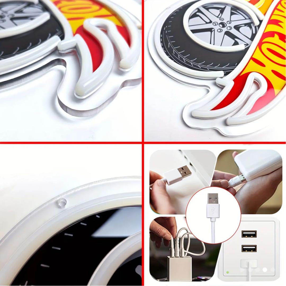 ホットウィール LED ネオンサイン ミニカー ガレージ 装飾 おしゃれ 2 アウトレット 価格家具・インテリア - ホットウィール LED