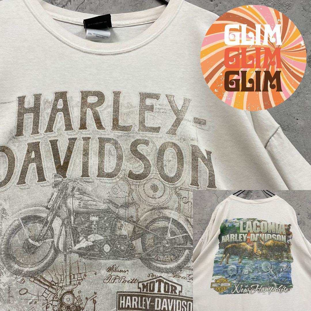 US古着◆ヴィンテージ ハーレーダビッドソン ホワイト白 Tシャツ メンズ2XL