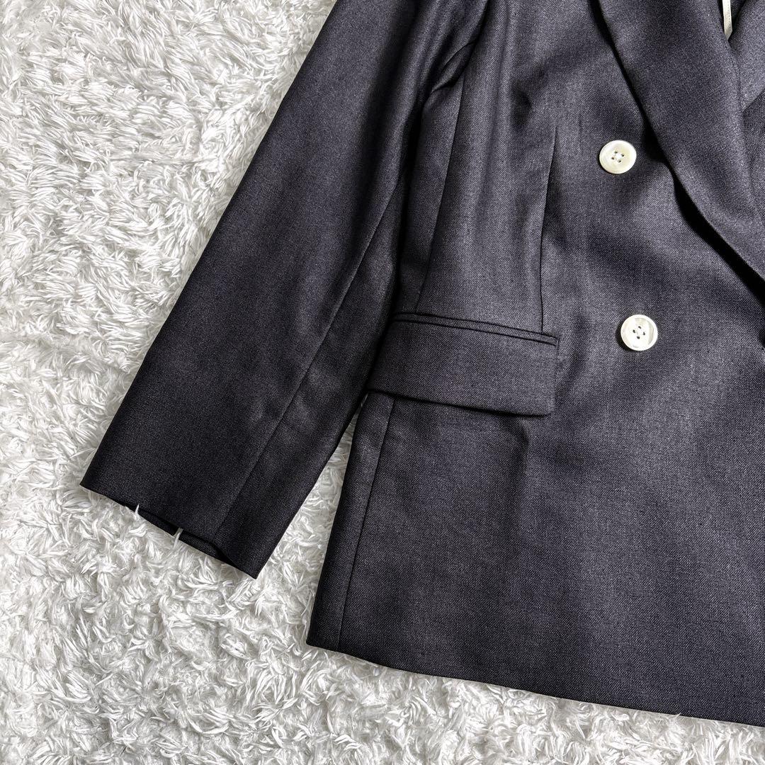 美品 green label relaxing リネンライクダブルジャケット 紺