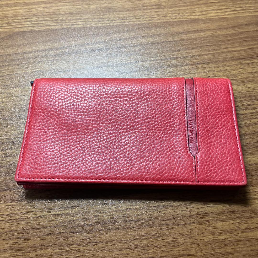 【美品】BVLGARI 二つ折り長財布 レザー レッド FG-F14-37447 BVLGARI ブルガリ レザー二つ折り長財布 FG-F14-37447 レッド