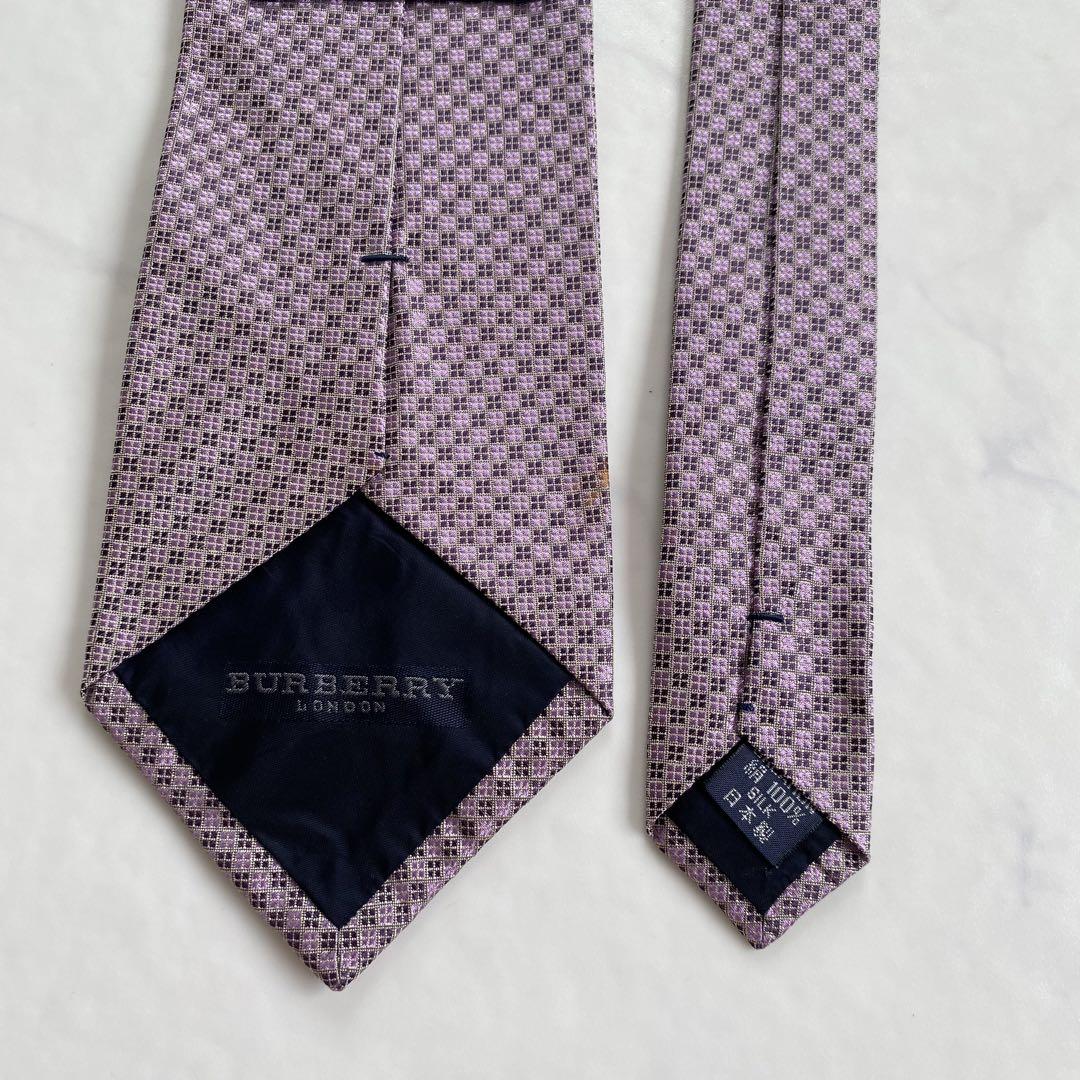 美品☆BURBERRY バーバリーロンドン ネクタイ シルク ピンク