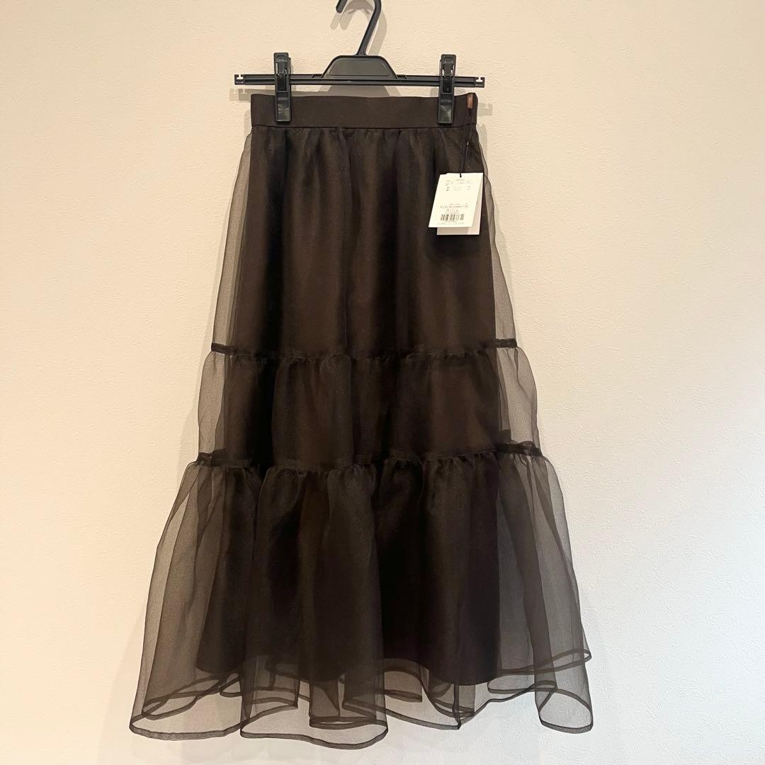新品タグ付 Arpege story オーガンティアードスカート 茶 SSサイズ