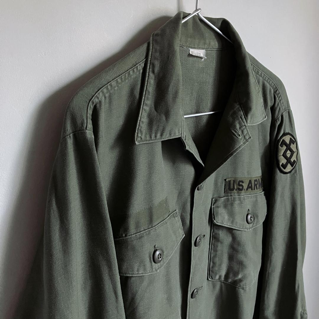 70s 米軍実物 OG-107ユーティリティシャツ 16,1/2x32(L~XL