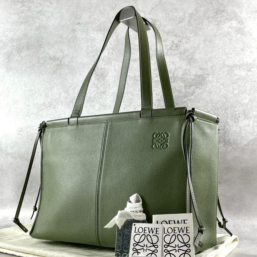 ロエベ クッション トートバッグ アナグラム オリーブグリーンLOEWE