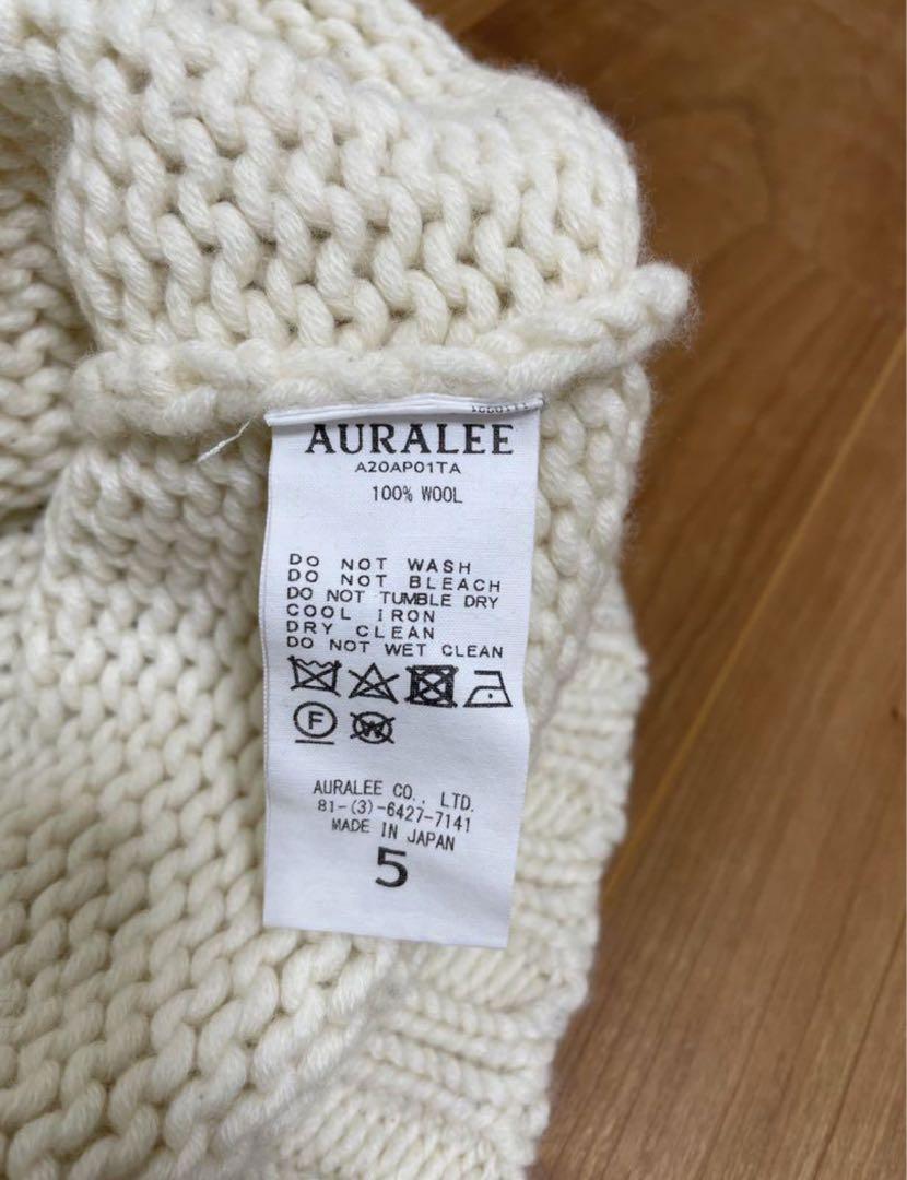 AURALEE 20AW  Vネック　ニット　ホワイト　オーラリー