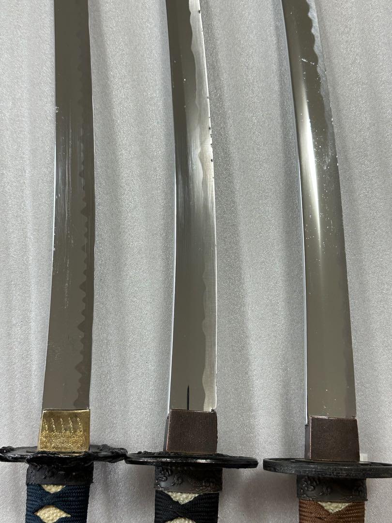 模造刀 脇差三点セット 金茶漆鞘 黒鞘 長さ約70cm/