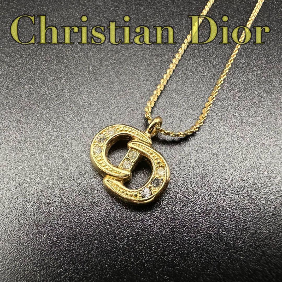 極美品✨ Dior ネックレス CD ロゴ ラインストーン 希少 刻印 102