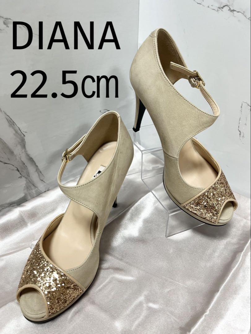 DIANA♡ 22.5㎝　サンダル　ミュール　パンプス　ベージュ　ラメ　ゴールド