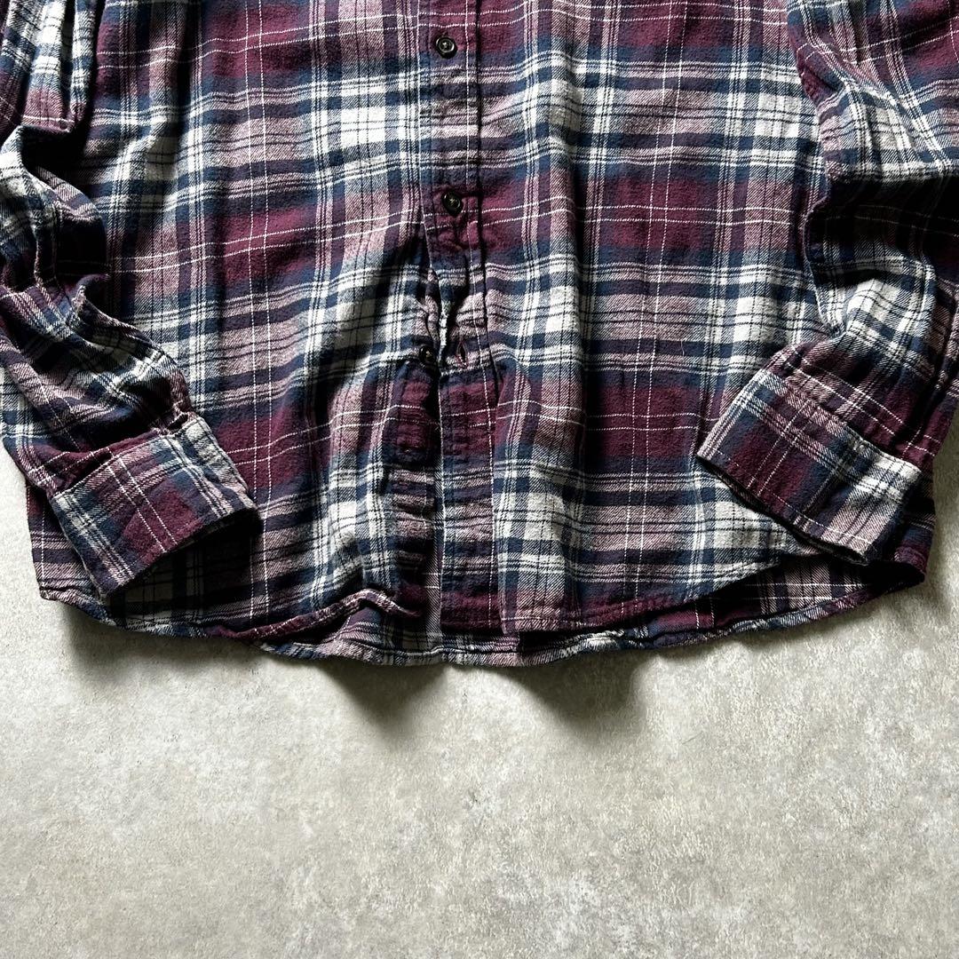 CHAPSチャップス フランネルシャツオンブレシャドー調チェックパターンパープル