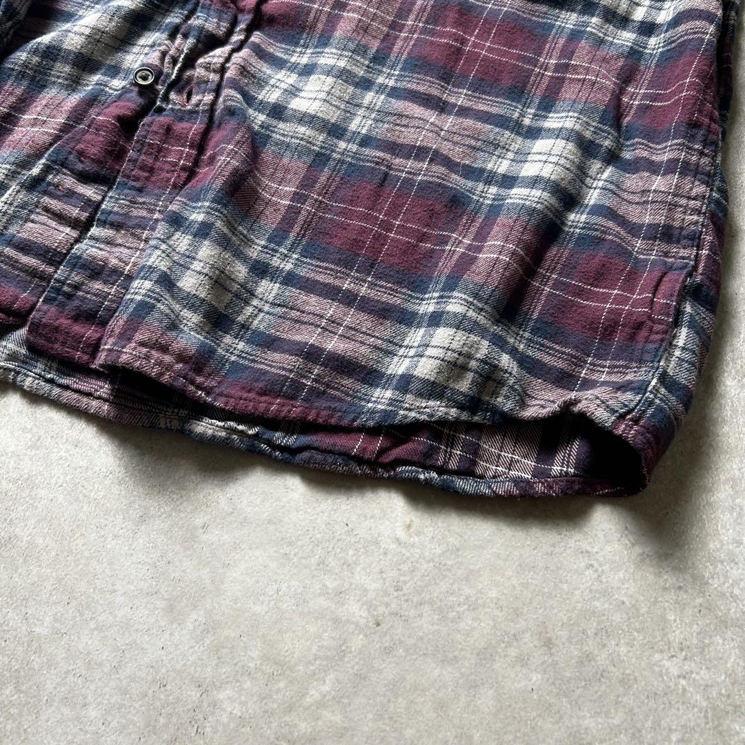 CHAPSチャップス フランネルシャツオンブレシャドー調チェックパターンパープル