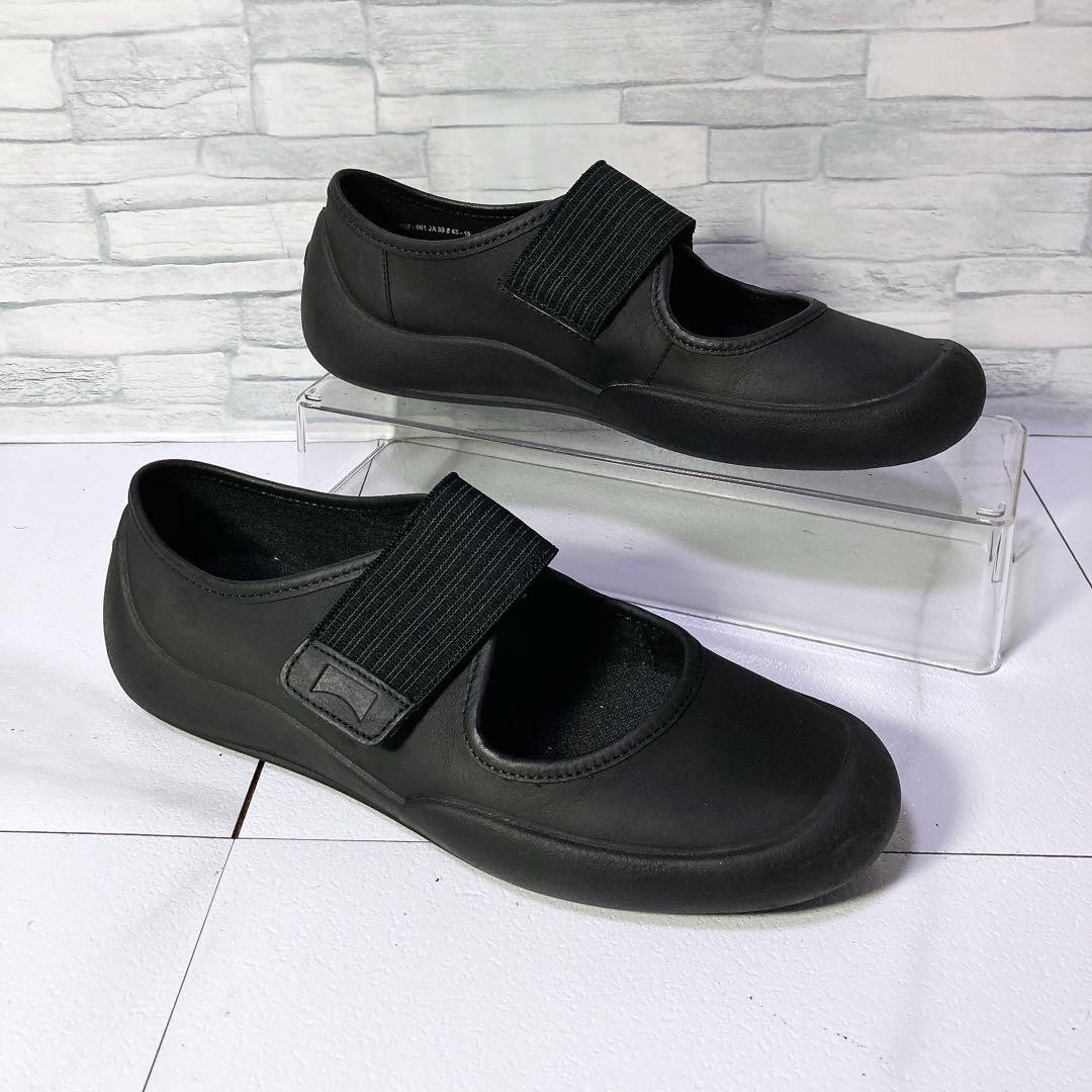 美品 CAMPER フラットシューズ SAKO ストラップ 本革 黒 39