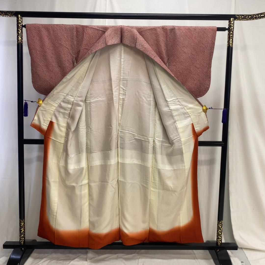 5835〕着物 小紋 化繊 袷 赤 単品販売♪ | mtevino.ge