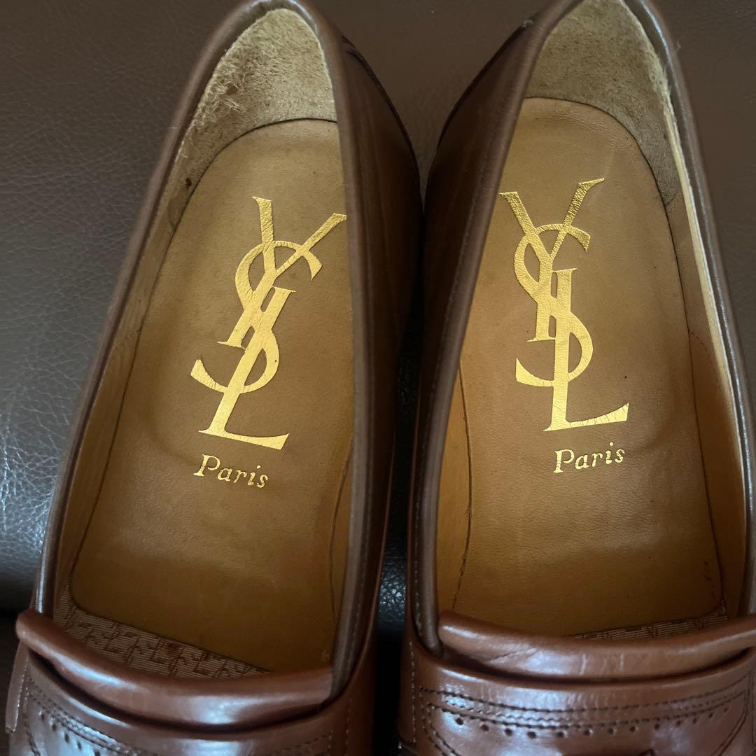 YSL ブラウンレザー ローファー タッセル
