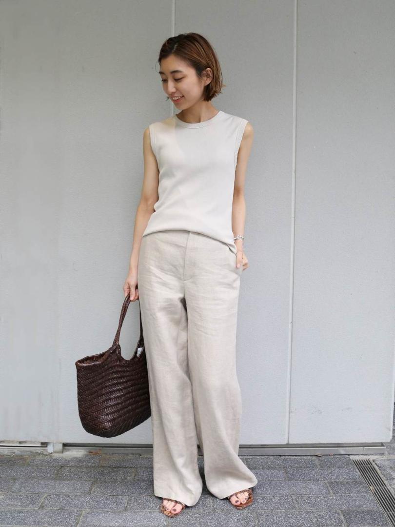 Deuxieme Classe リネンツイル フレアパンツ 36／ベージュ