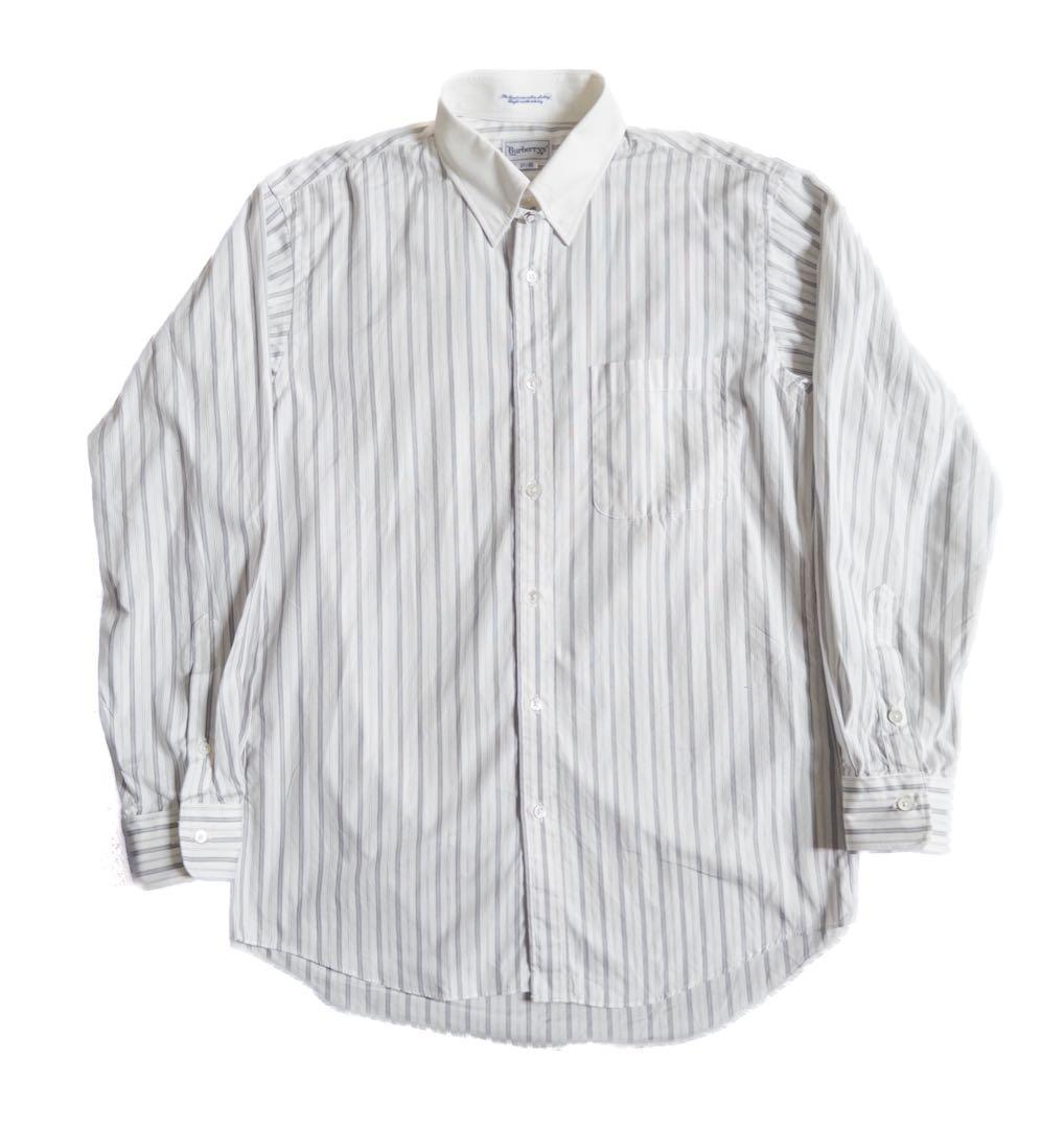 Burberry s バーバリー 80 s ドレスシャツ タブ ストライプM・BURBERRY