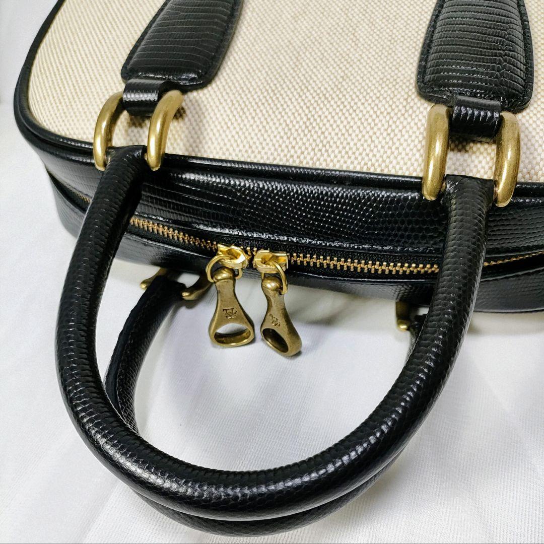 極美品　TOFF&LOADSTONE ミニヨン ハイエンド キャンバス リザード TOFF&LOADSTONE ミニヨン ハイエンド キャンバス リザード型押し