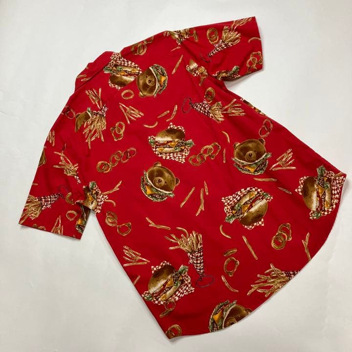 美品】カールヘルム 赤 ハンバーガーカールくん柄 シャツ/2021年 春