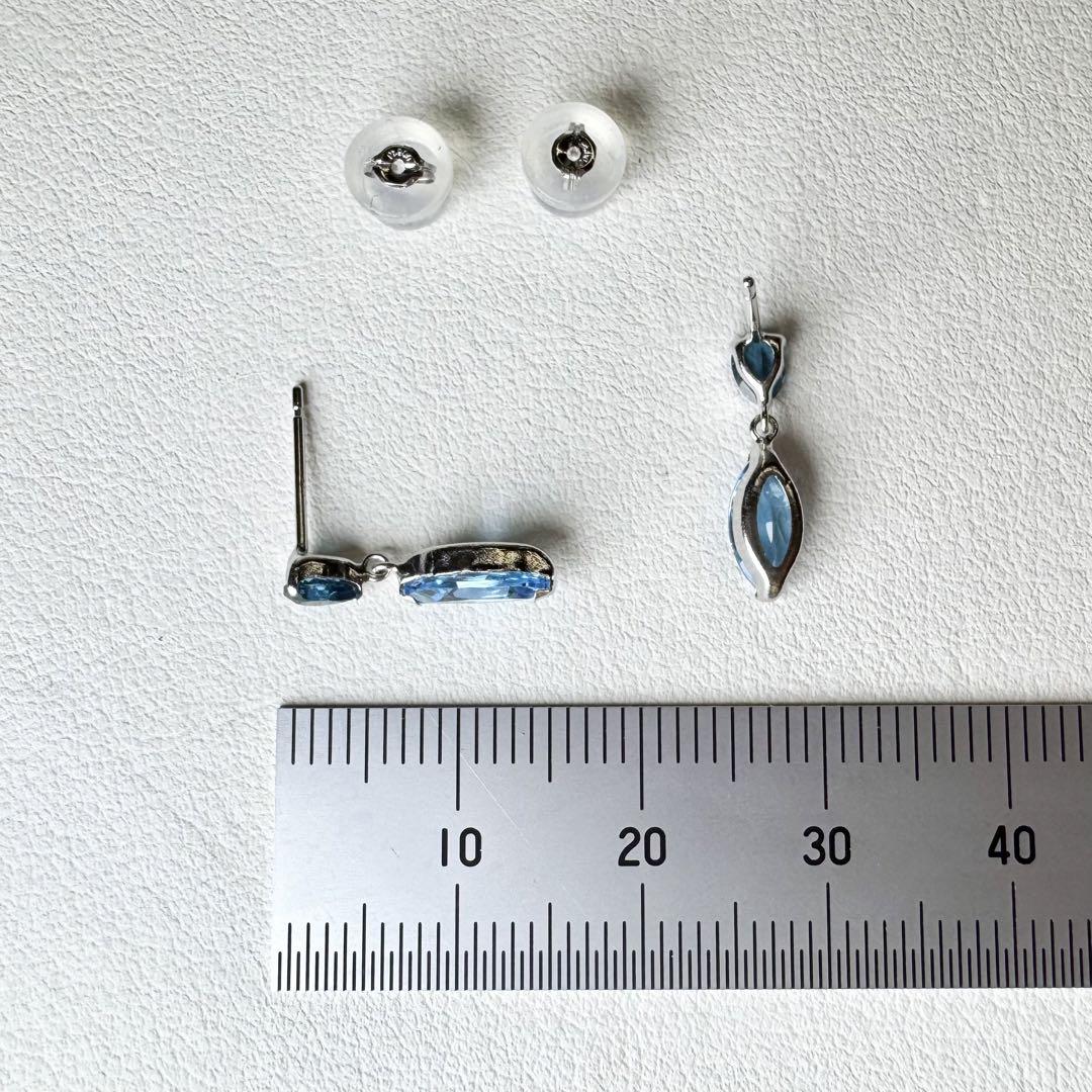 ◆新品◆ Pt ロンドンブルートパーズ　ペアシェイプ マーキースカットピアス